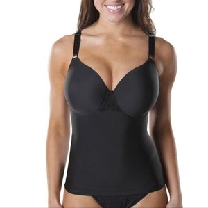 Shapeez Tankee Long Black Shapewear Bra Tank Top Lingerie XL D Cup Smoothing